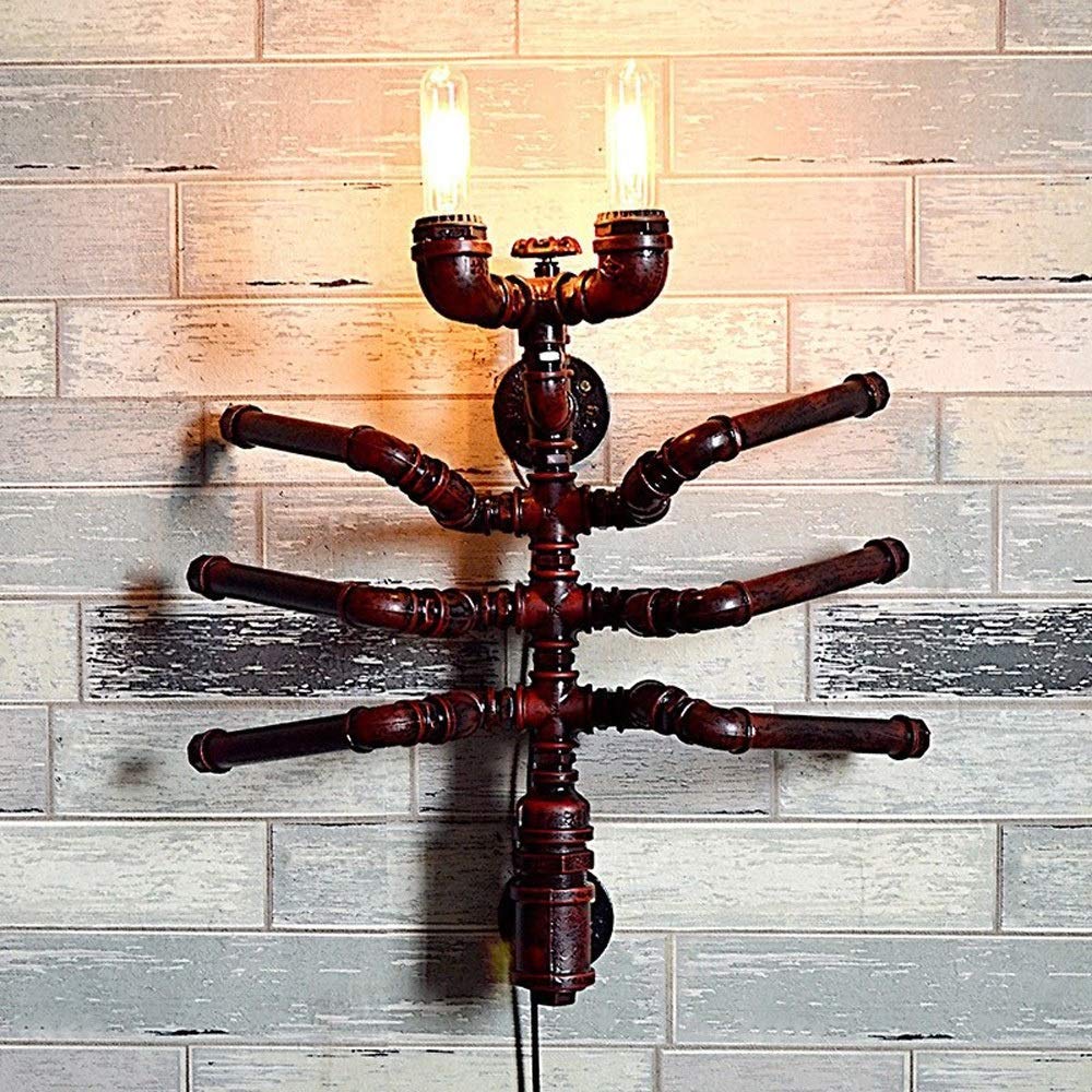 Lámpara de Pared de tubería de Agua de Hierro Forjado Retro, luz de Pared Decorativa de Hormiga DIY Creativa, Bar, cafetería, Restaurante, decoración de Pared, Aplique, Escalera, Pasillo, Pasillo,