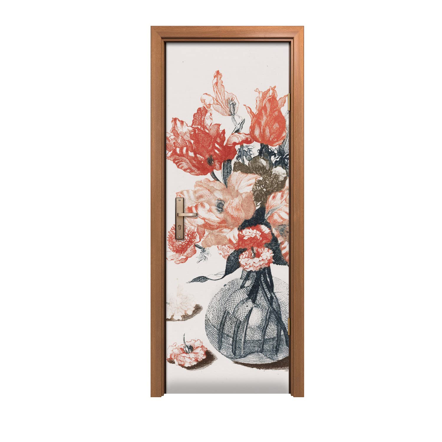 Autocollant de porte plante de fleurs 70x200cm haute définition pour décoration murale