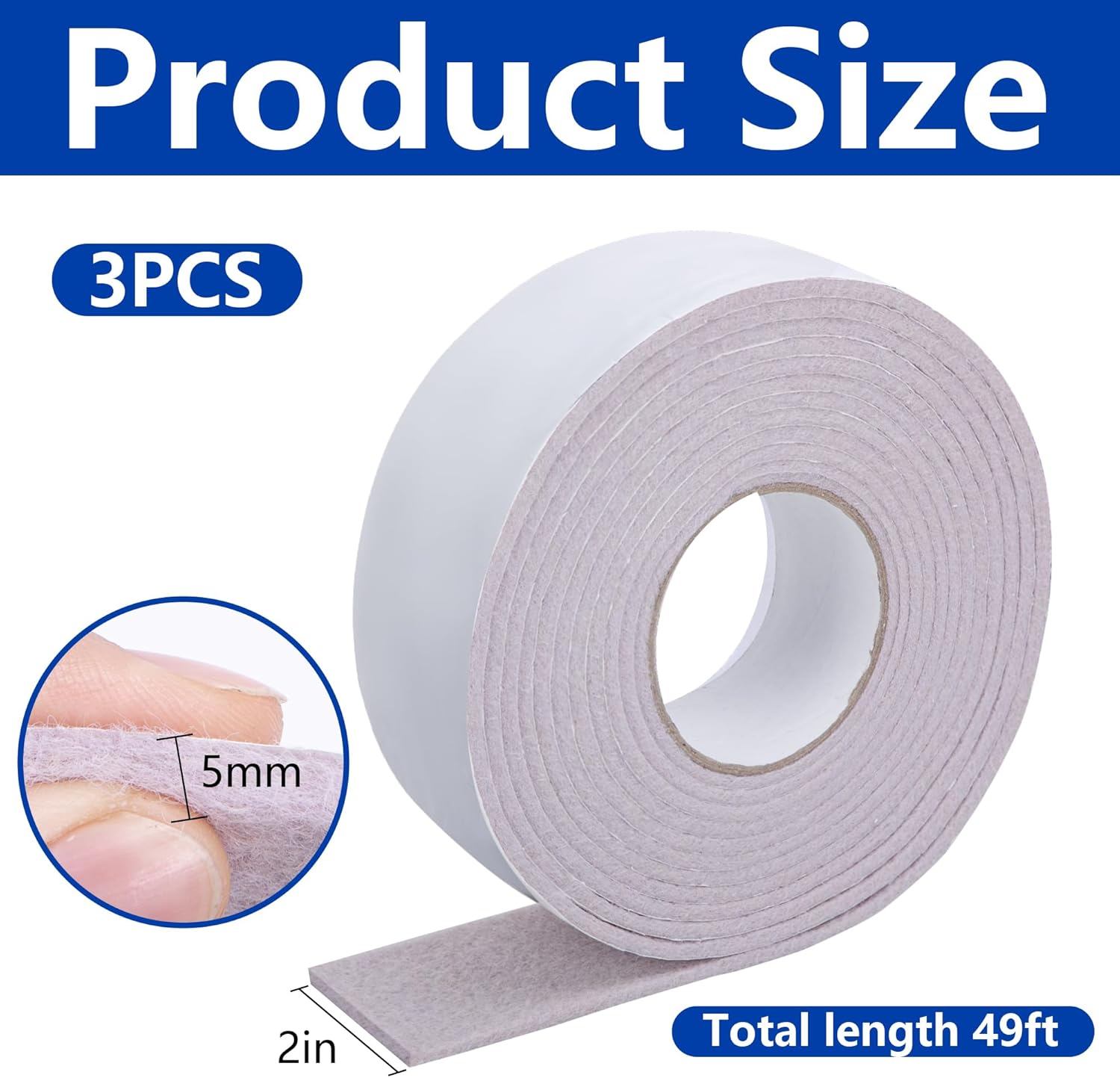 3 Roll 16.4Ft x 2Inch Window Condensation Prevention Absorber, 5mm Thick Condensation Water Moisture Absorber Tape, Reusable Beige Window Condensation Absorber Strips to Prevent Condensation