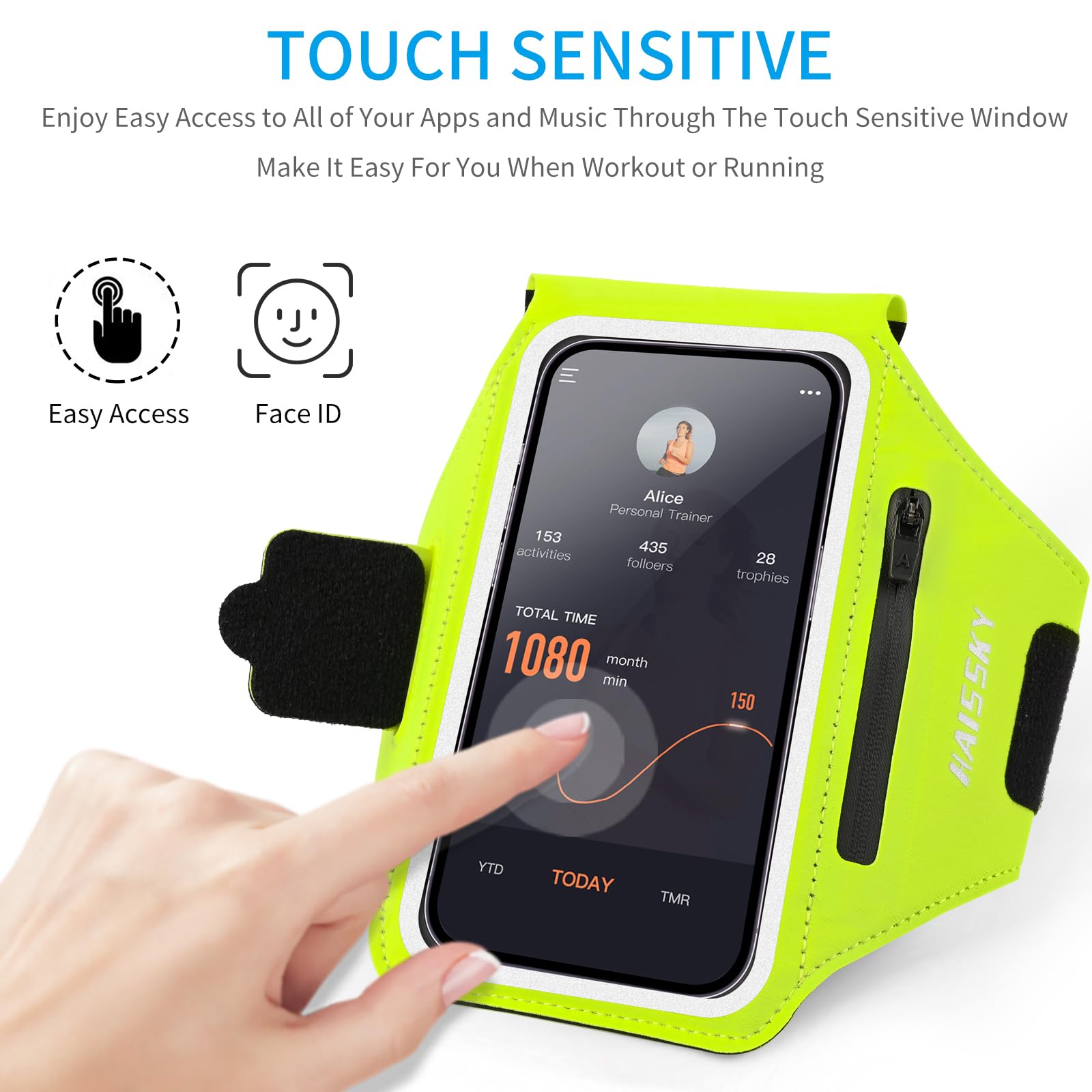 Fascia da Braccio porta telefono per corsa con Borsa Auricolare, Fascia Sportiva Running Porta Cellulare Fascia Braccio per Smartphone per iPhone 16 Pro Max/15 Pro/14/13Pro/XR/XS Armband fino a 6,9"