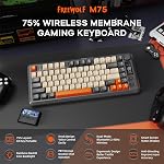 M75 Wireless Membrane Gaming Keyboard Mechanical Feel with Knob & OLED Display Bluetooth/2.4Ghz Rainbow Backlit Gradient PBT Keycaps 2000mAH Battery Anti-Ghosting-Dark Grey