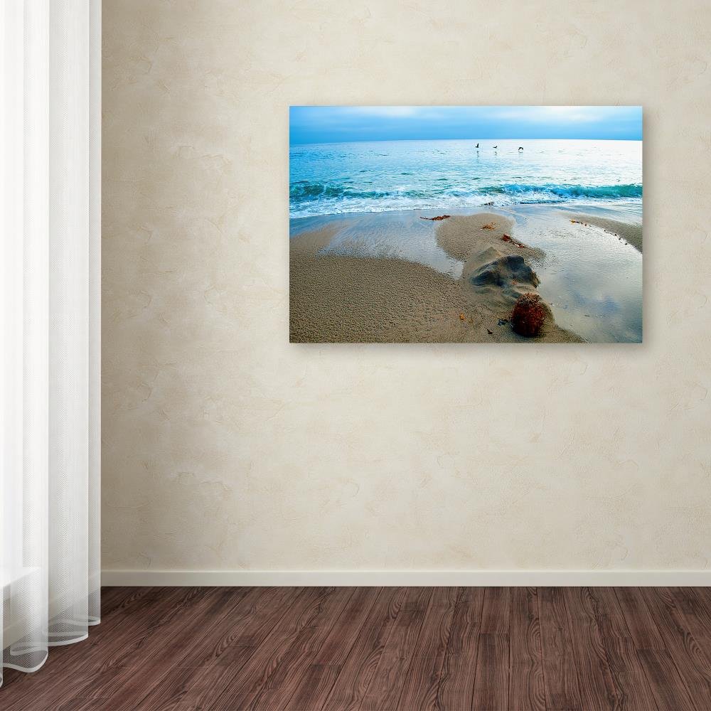 砂浜の絵 (アメリカで購入) バリ絵画 海の絵 本物のサンゴの立体的な砂浜 フレームなし 波の