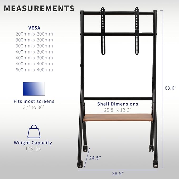 Soporte de Piso para TV VIVO 37-86 Pulgadas, Altura Ajustable, Estante de Madera miniatura 3
