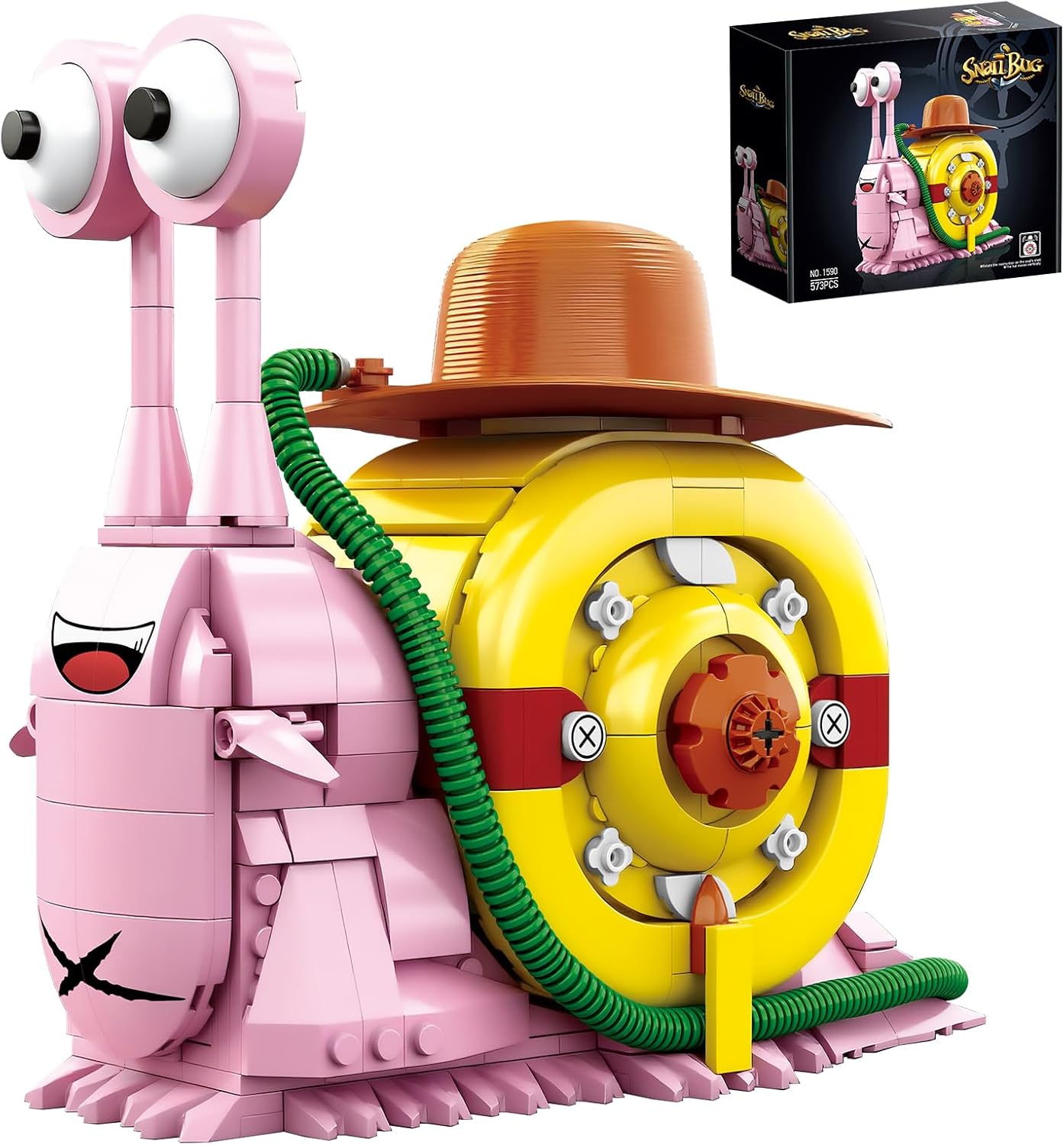 Anime Snail Phone Bug Building Block Set 573 PCS Pirate Transponder Snail Model with Straw Hat Creative Manga Desk Decor & Construction Toy Gift for Adults and Teens