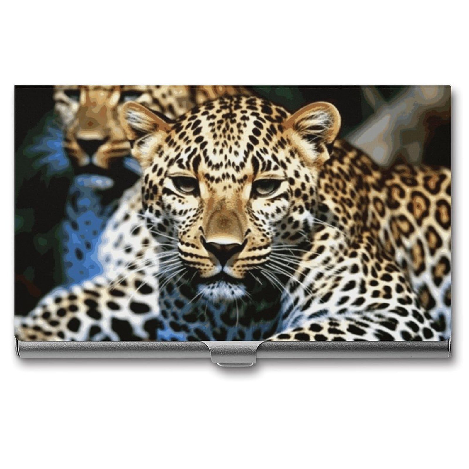 JTREHY Leopard Business Card Case Convenient to Carry Business Card Dispenser Durable Not Prone to Wear And Tear Business Card Holder for Men & Women