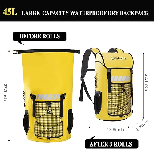 Miniatura 3 de IDRYBAG Mochila impermeable para hombres 25L45L, bolsas secas kayak, mochila seca camping senderismo
