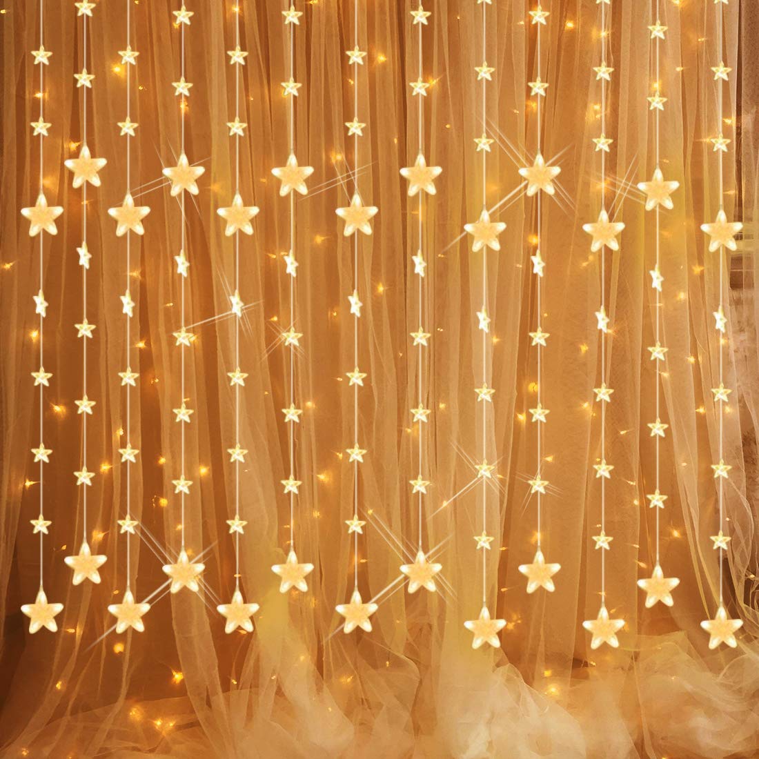 Luces de Cadena de Cortina, 2m*1.5m Cable de Cobre 144 Luces de Cadena de Ventana Led Impermeables para Ambientes de Bodas al Aire Libre, Fiesta, Navidad, Decoración de Dormitorio