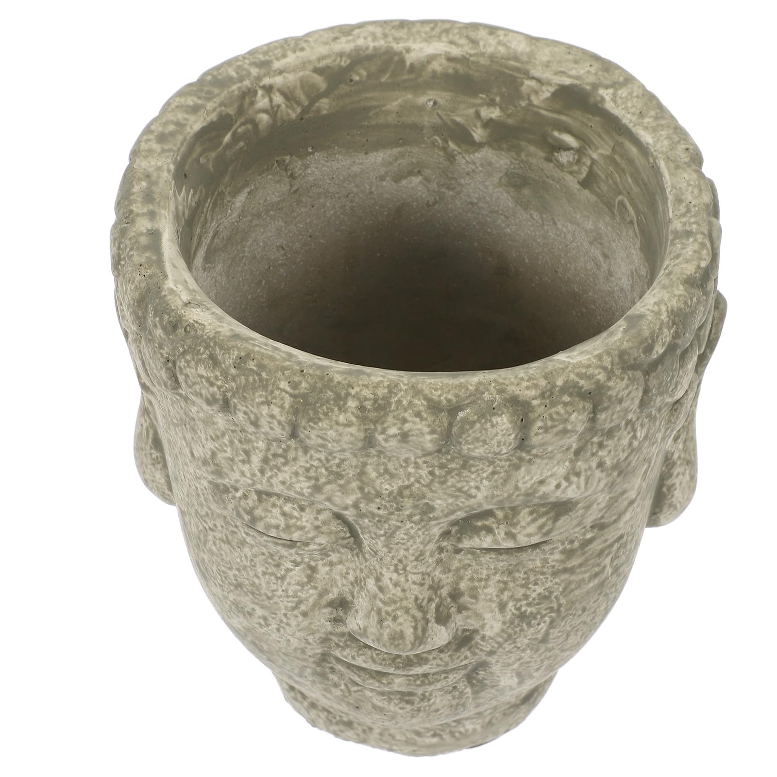 Pot de fleurs en ciment tête de Bouddha pour plantes et bureau zen
