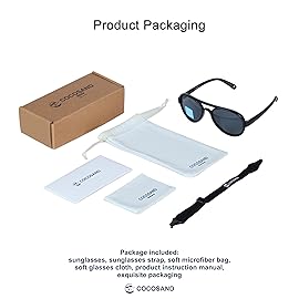 COCOSAND Baby Sunglasses with Strap Polarized Aviator Soft Silicone Nose Pads for Toddler Girls Boys Age 0-24 Months, Black