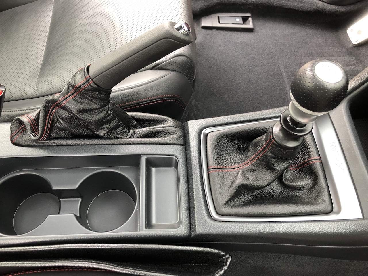 RedlineGoods ebrake Boot Compatible with Subaru WRX/STI 2015-21. Tailor Made - not Universal. Genuine top-Grade Italian Black Leather with Blue Thread