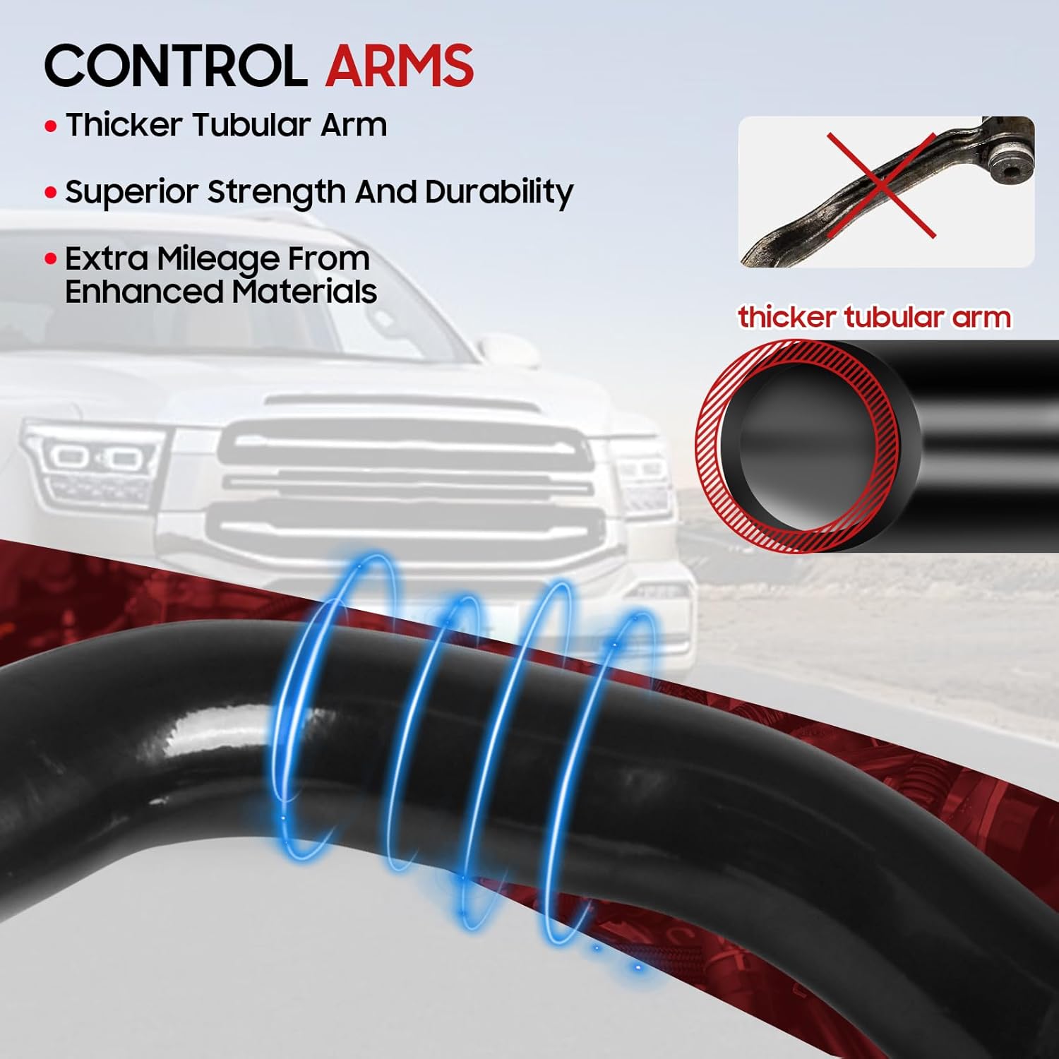 2-4" Front Upper Control Arms for 1996-2003 Toyota Tacoma, 96-04 Prerunner, 95-02 4Runner Suspension Adjustable Tubular Control Arm with Ball Joint 2Pcs