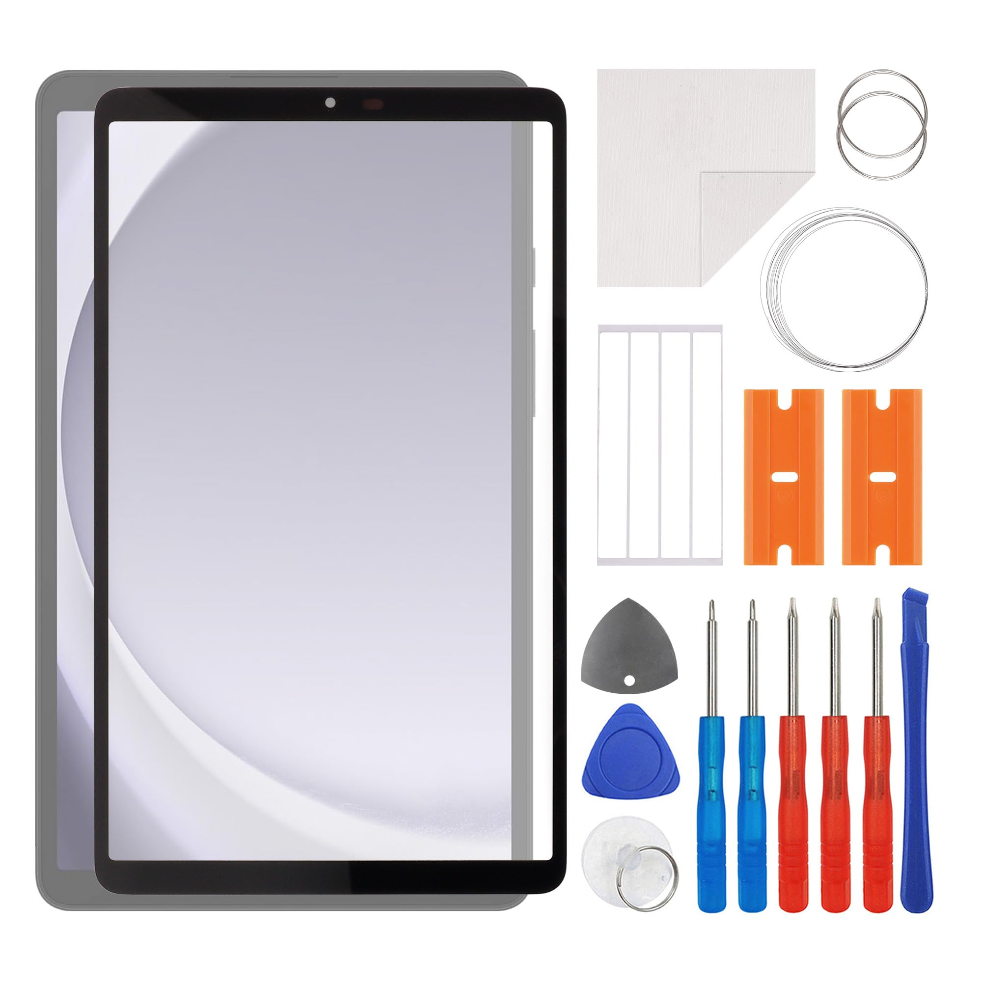 SWARK 8.7" New Front Screen Glass Outer Panel Lens Replacement +OCA Compatible with Galaxy Tab A9 SM-X110 with Upgraded Repair Kit- No LCD Screen and Touch Digitizer
