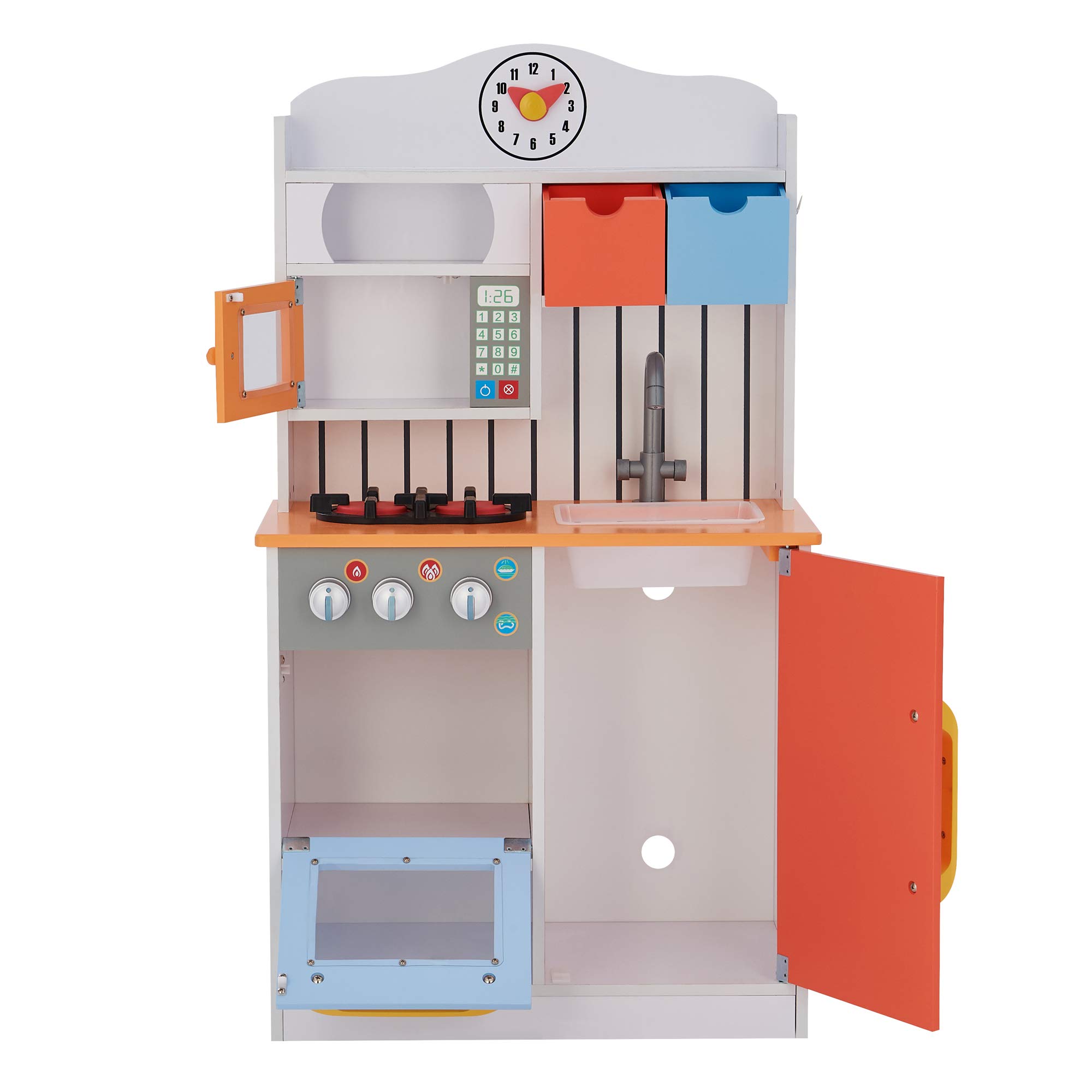 Teamson Kids Little Chef Childrens Toy Wooden Play Kitchen for Boys & Girls TD-11708R