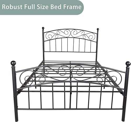 Miniatura 3 de RIDFY Base de cama de plataforma metálica de tamaño matrimonial con cabecero y estribo, base de cama resistente y resistente con espacio de