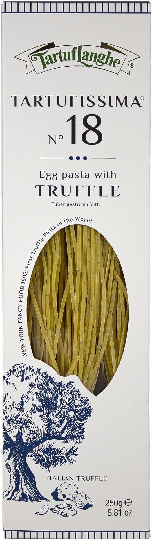 TartufLanghe Egg Tagliolini with Black Summer Truffle - Gourmet Italian Pasta for Sauces, Meats, Appetizers, and Fine Dining Dishes - 8.81 oz (Pack of 1)