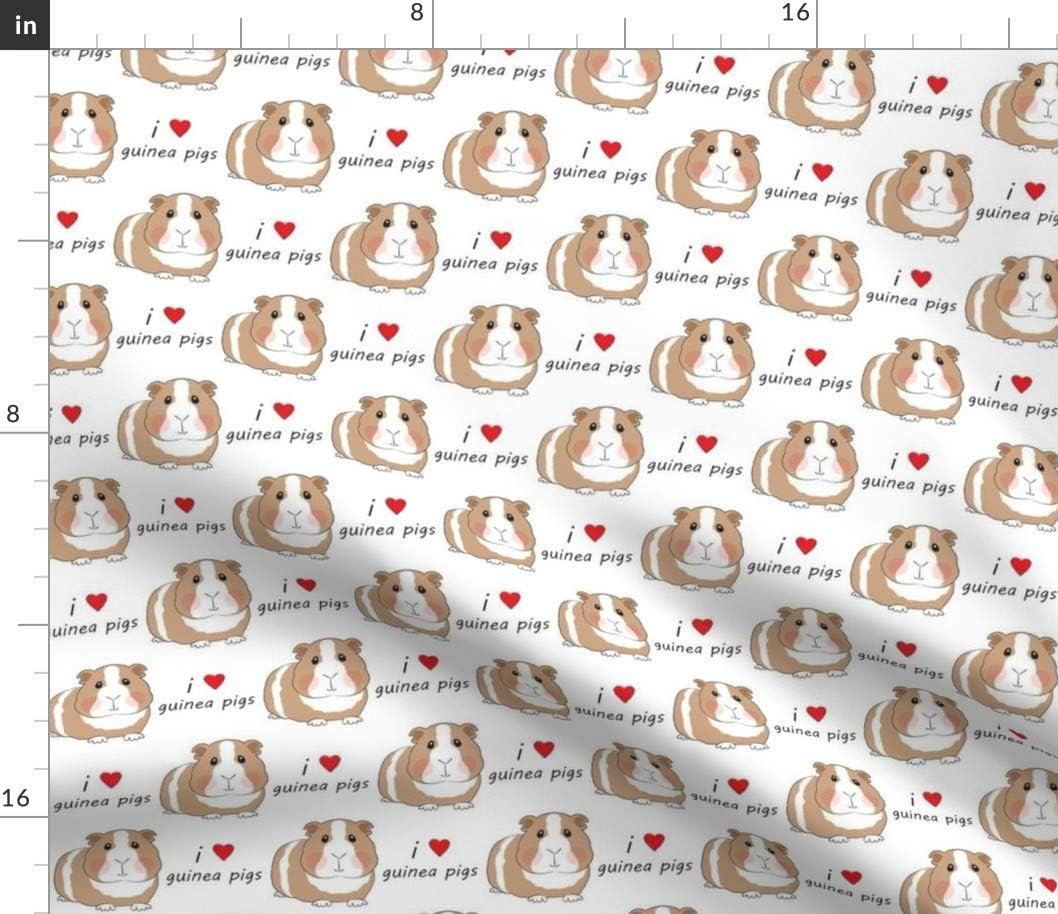 Spoonflower Fabric - Love Guinea Pigs Brown Cute Pig Animal Adorable Red Heart Pets Printed on Petal Signature Cotton Fabric by The Yard - Sewing Quilting Apparel Crafts Decor