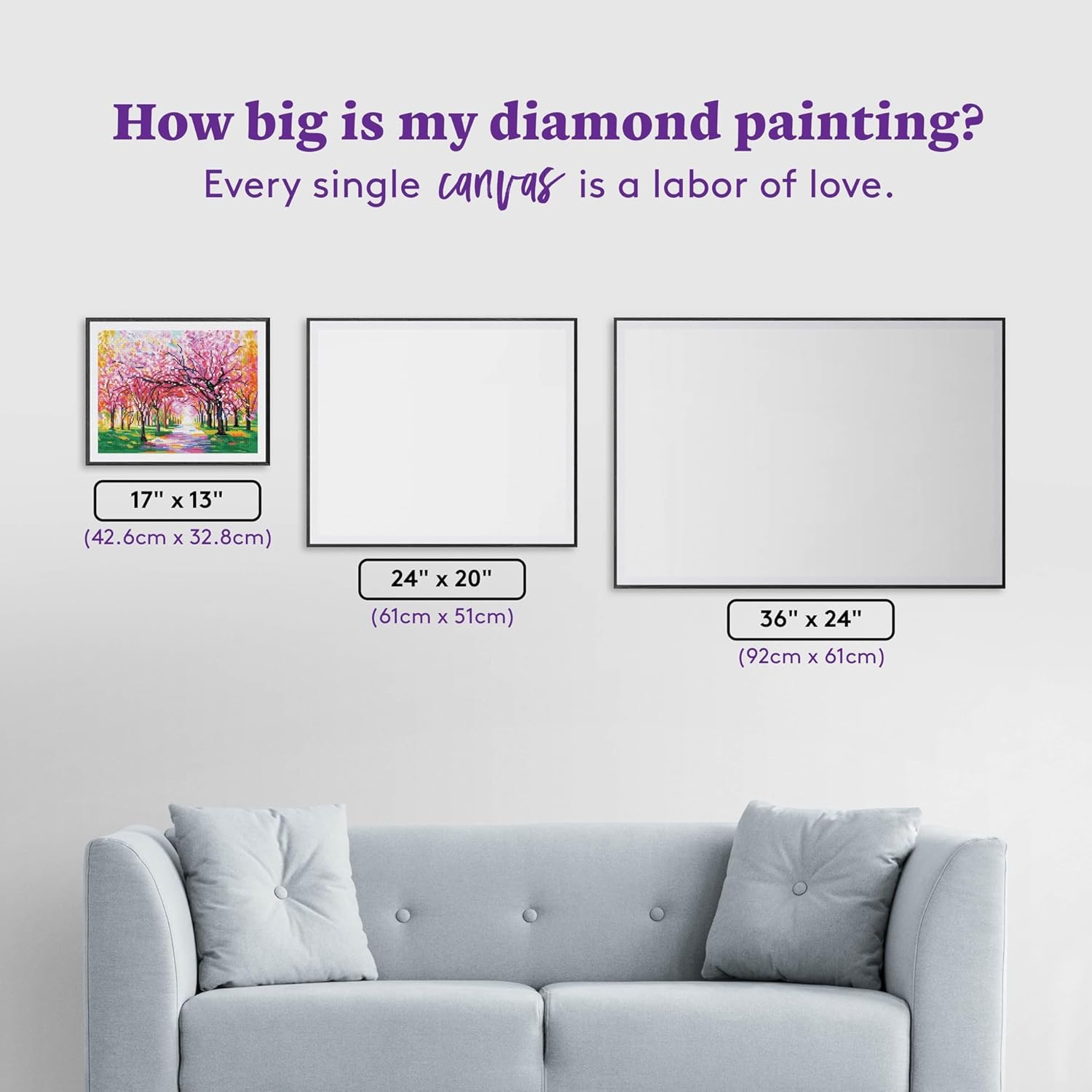 DIAMOND ART CLUB Cherry Blossom Trees Diamond Painting Kit, Fun DIY Crafts for Adults, Round Diamond Art Canvas, 17" x 13" (42.6 cm x 32.8 cm)