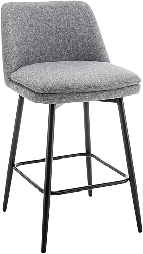 Miniatura 7 de Juego de 2 taburetes de bar giratorios de altura de mostrador, taburetes de bar tapizados giratorios de 360 con respaldo y patas de metal, altura de