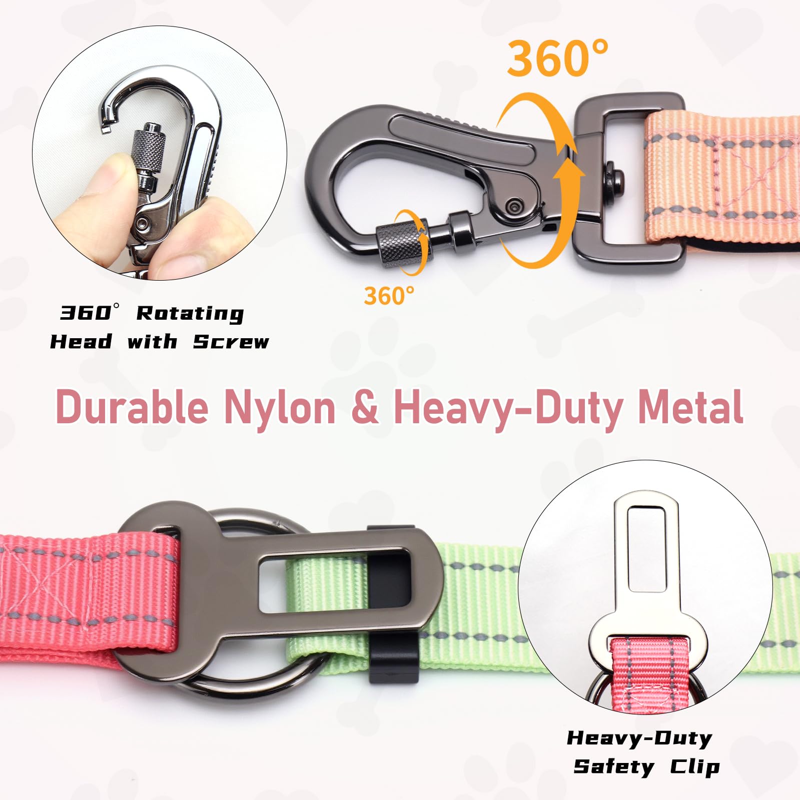 Laisse élastique rétractable mains libres à double poignée avec bordure réfléchissante, ceinture réglable pour promener le chien, course à pied, randonnée – Laisse en nylon durable pour chiens