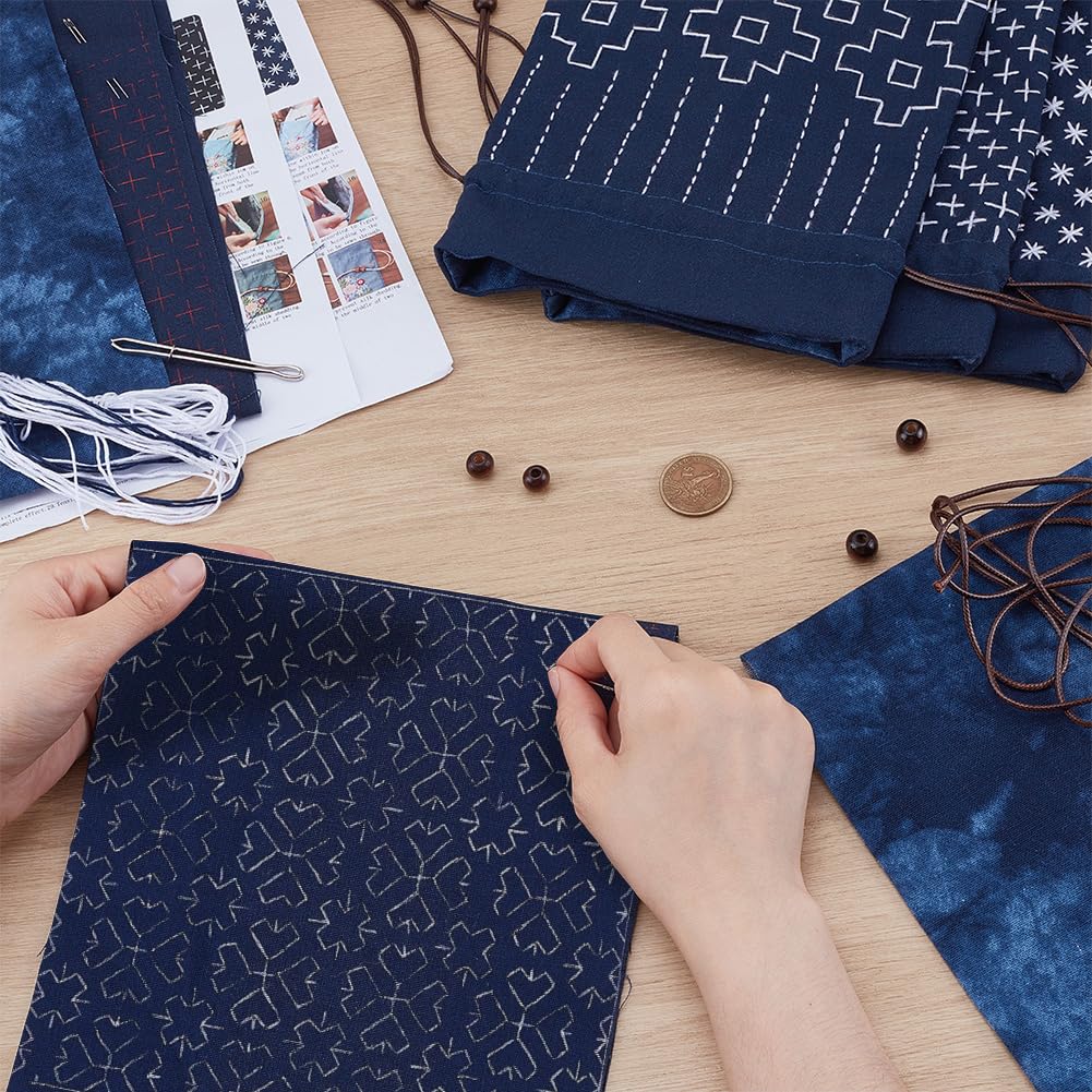 INFUNLY Sashiko Lot de 3 sacs à broder à broder avec croix - 48,5 x 19,5 cm - Avec instructions (français non garanti) - Pour projets de bricolage, cadeaux