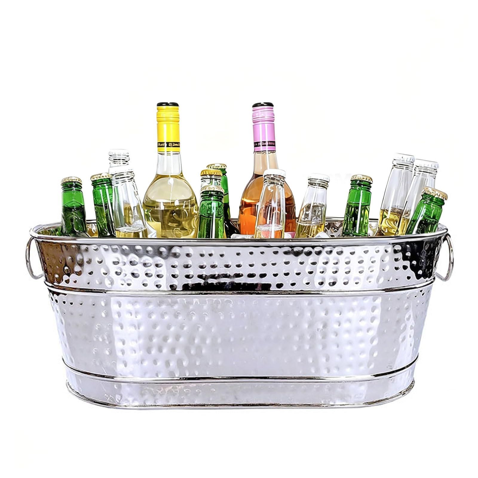 Ice Bucket Galvanized Tub, Drink Buckets for Parties, Metal Bucket with Carry for Beer Whiskey Wine and Cocktails