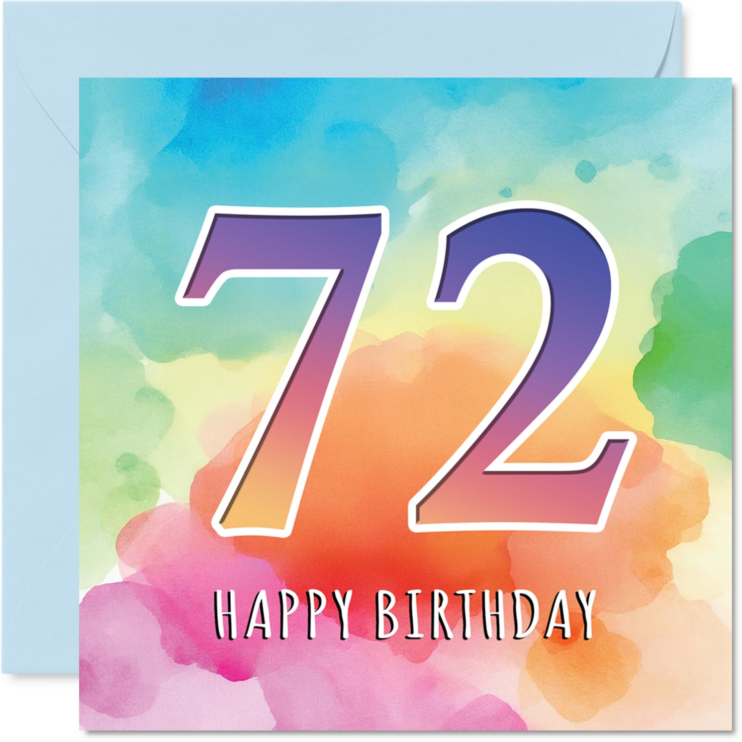72nd Birthday Cards for Women and Men, Colourful Watercolour Age