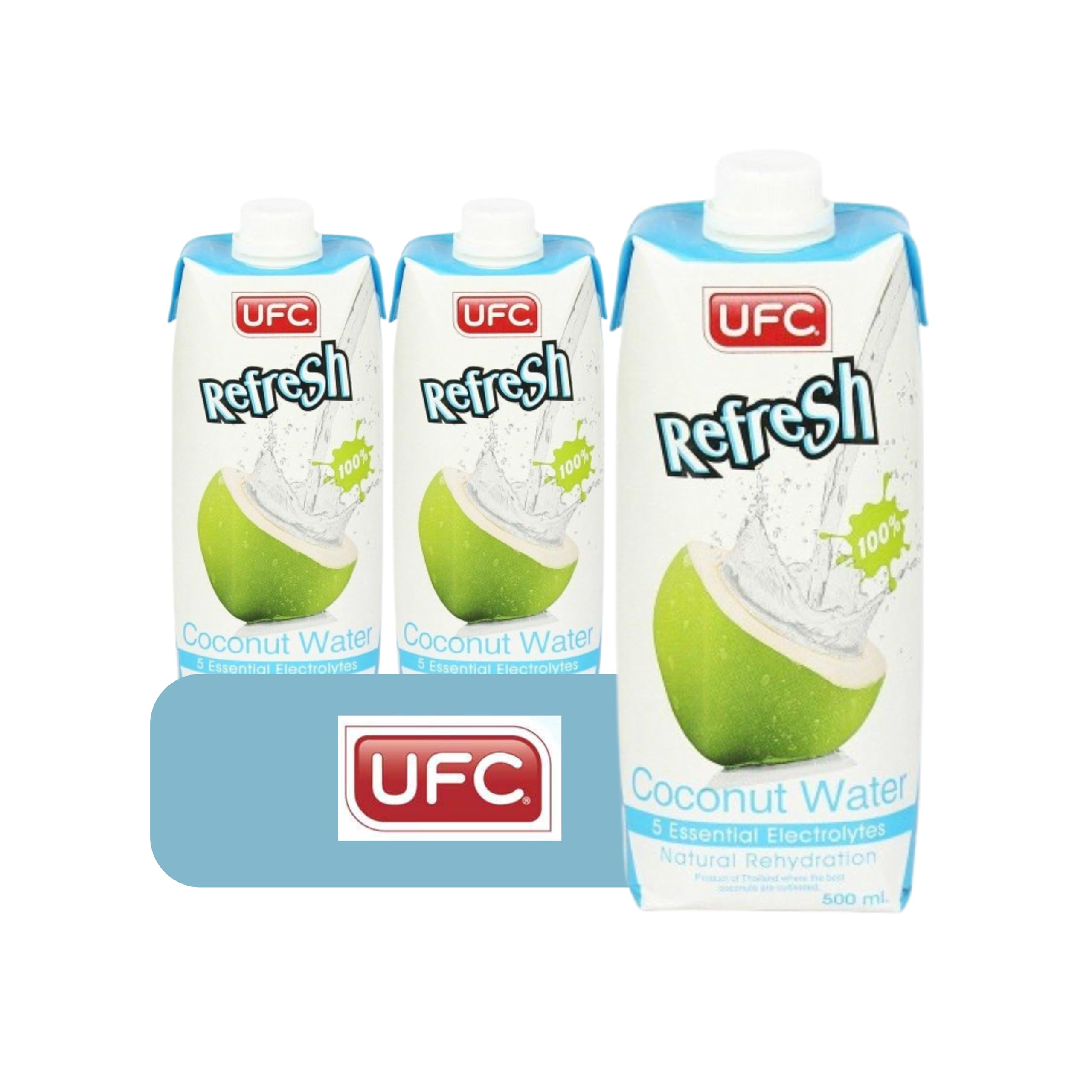Ufc Coconut Water | 100% natural Refresh Coconut Water | With no added sugar and no preservatives | Natural rehydration | 3 Cans | (500 ml)