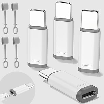 4-Piece USB C to IP Adapter, Supporting 36W Fast Charging and Data Transfer. IP Male to USB C Female Adapter, Does not Support Headphone and OTG Functions