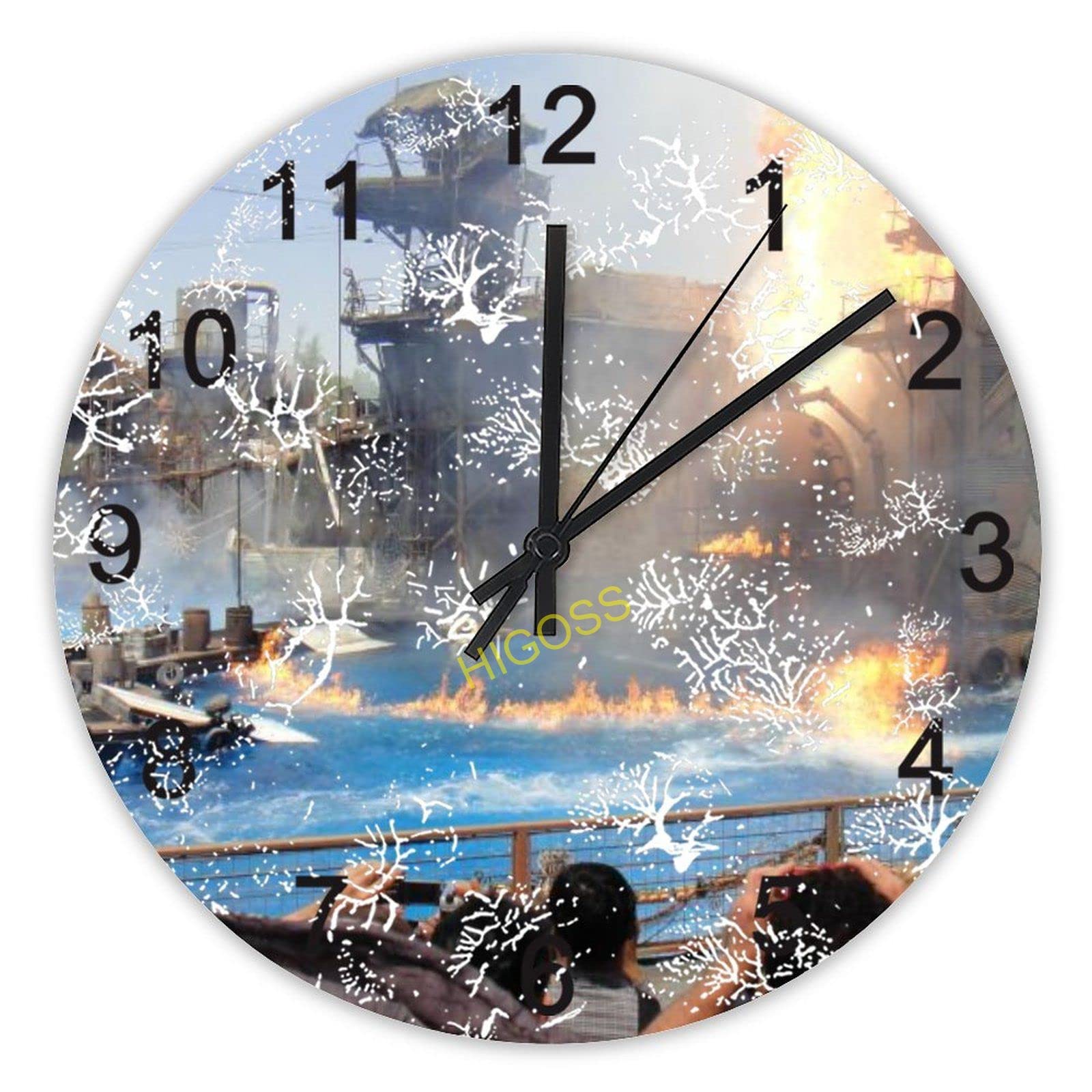 Horloge murale ronde Amusement Park en bois silencieuse de 38 cm