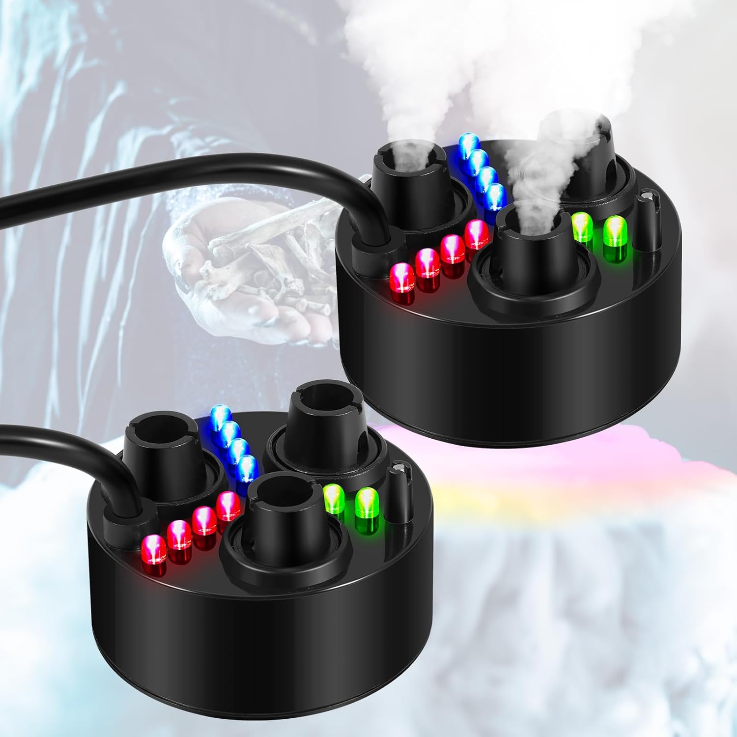 Retisee 2 Pcs Three Head Mist Maker Halloween Larger Ultrasonic Fogger Machine