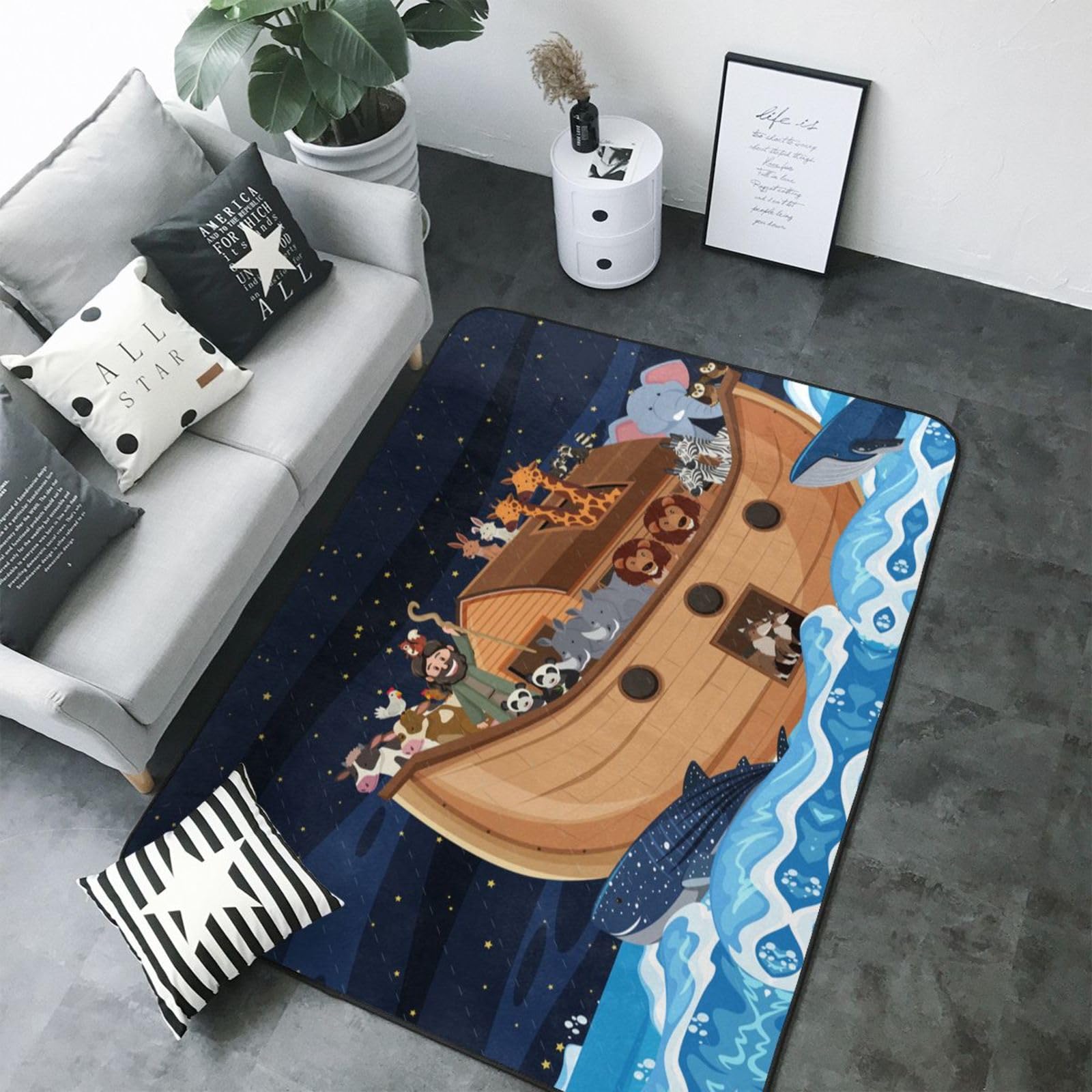 Tapis de chambre Arche de Noe de qualite superieure et texture douce