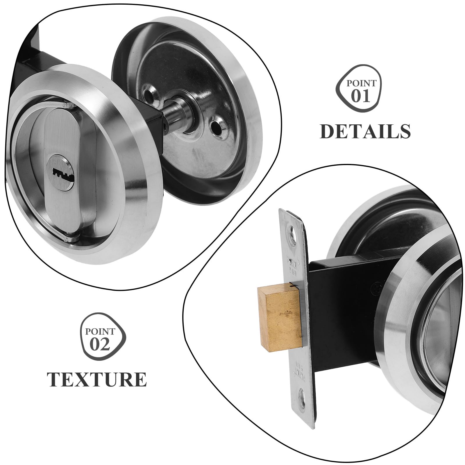 GALPADA Serrure Encastrée Ronde en Acier Inoxydable 304, Poignée de Porte Invisible Mécanisme de Verrouillage, pour Chambre et Salle de Bain