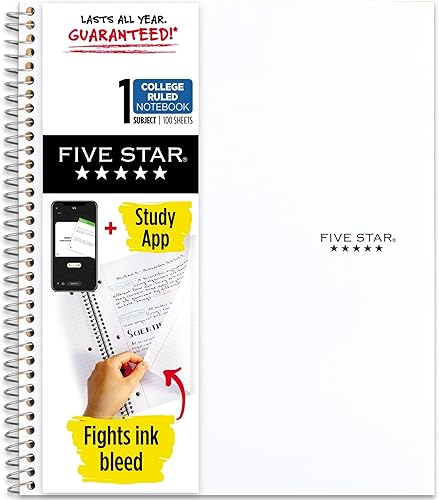 Cuaderno de Five Star 1materia con rayas 100hojas 11 x 8-12 Blanco