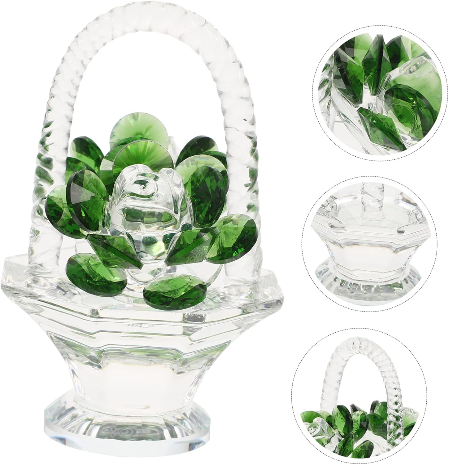 MAGICLULU Tabletop Crystal Flower Basket Creative Crystal Home Adornment Housewarming Decor