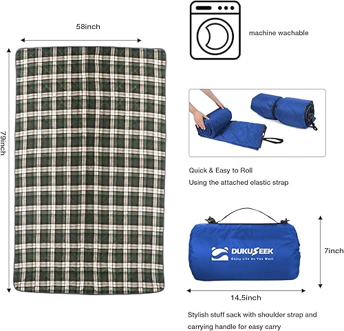 Miniatura 5 de DUKUSEEK Manta con capucha para exteriores, manta de camping impermeable, acolchada, forro polar grueso, cálida, resistente al viento, a prueba de
