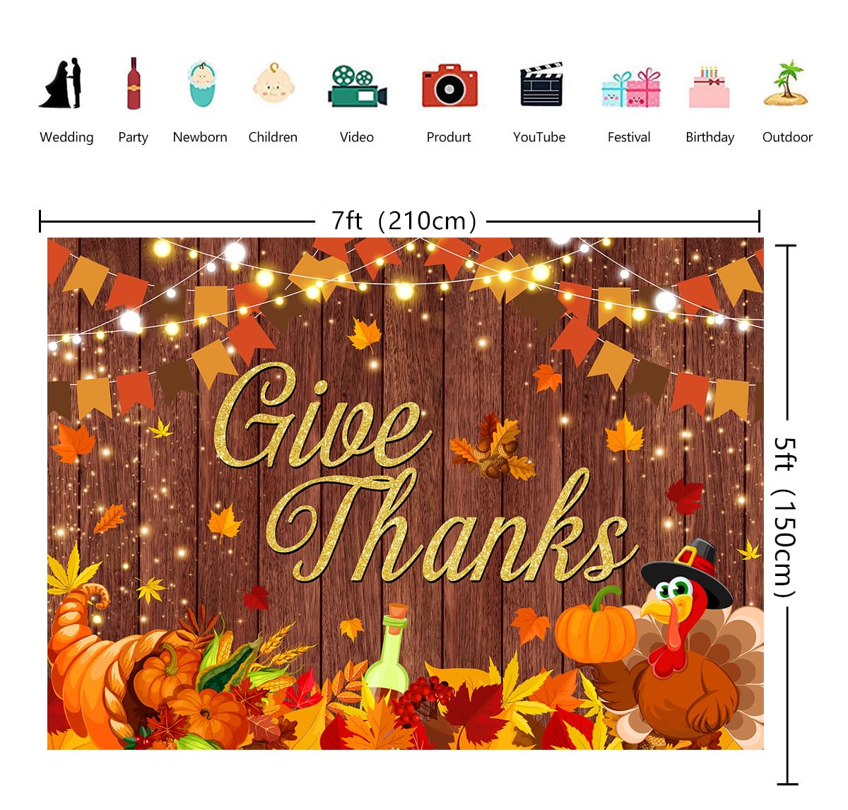 Thanksgiving Banner Happy Thanksgiving Backdrop - 70.8x43.3 Inch Fall ...