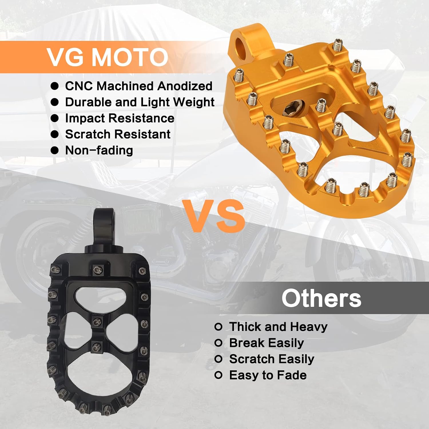 Motorcycle CNC Wide Fat Foot Pegs Rests Pedals 360° Roating MX Chopper Bobber Style Replacement for Harley Dyna Fatboy Sportster Iron 883