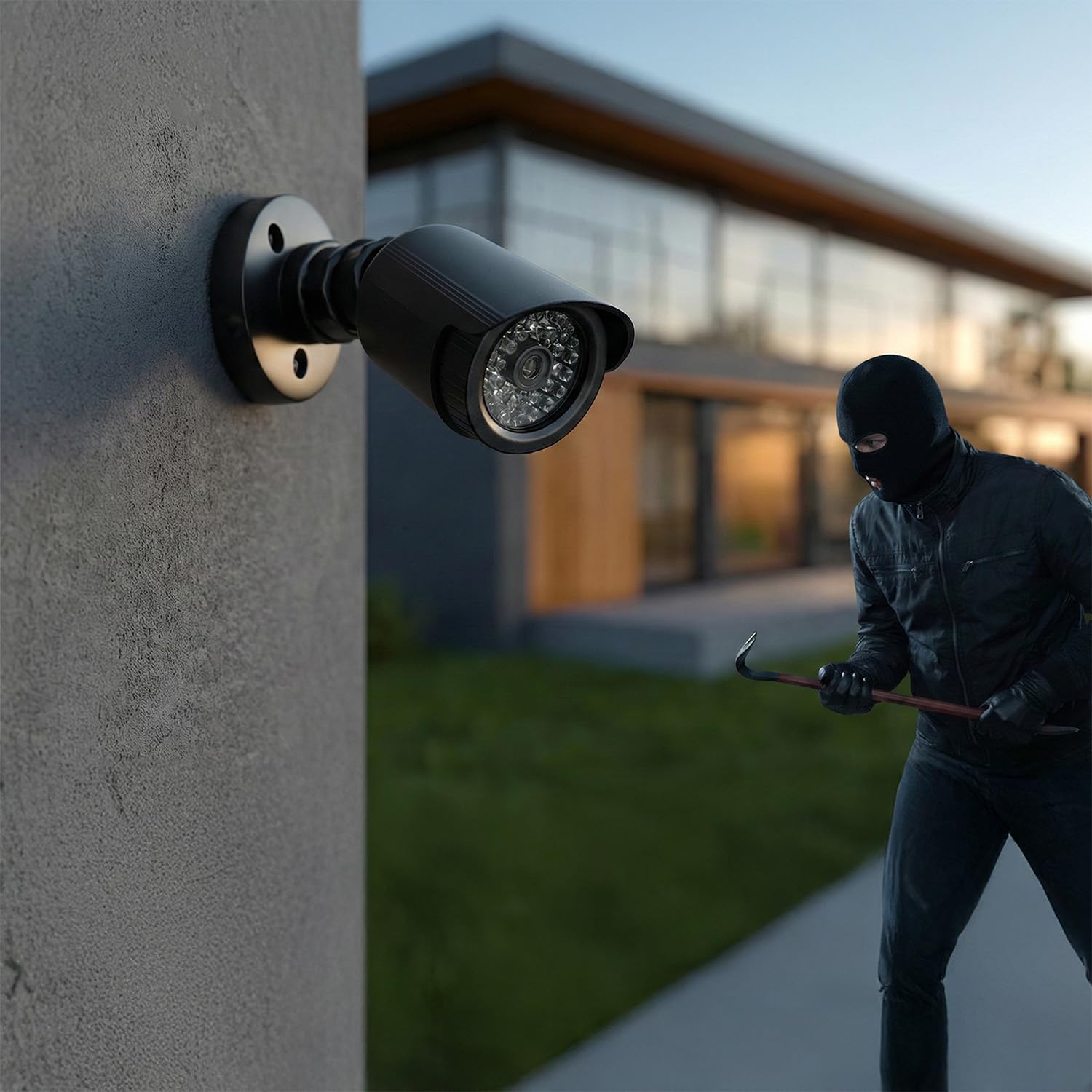 Maclean IR1800 Telecamera finta lampeggiante LED IP44 Staffa regolabile esterni interni Nero