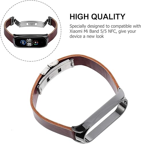 Miniatura 7 de UKCOCO 2 correas de repuesto para reloj Mi Band 5, correa de reloj de cuero, correa de reloj de repuesto, correa de reloj ajustable, correa de reloj