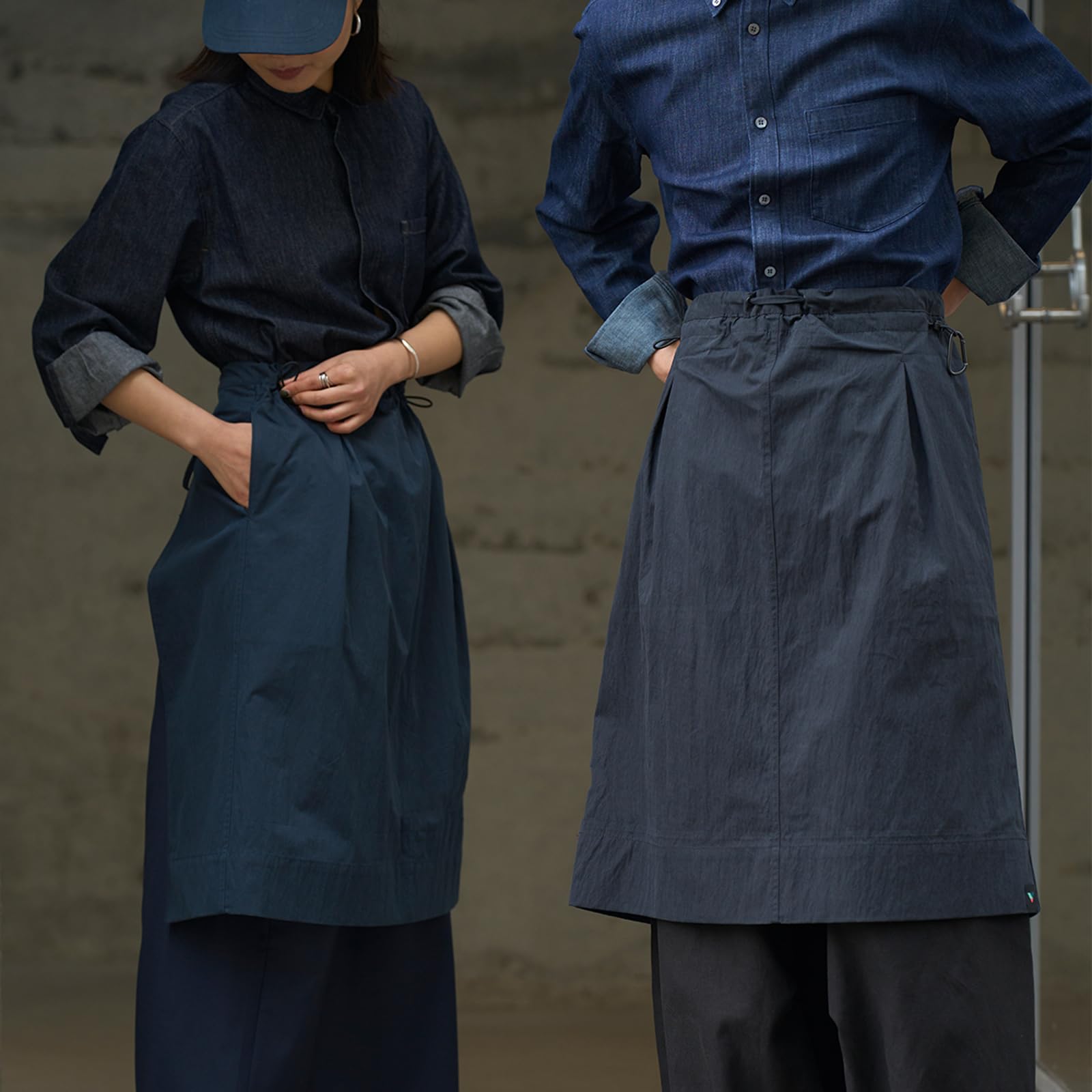 Delantal Camarero Largo, Medio Delantal De Cintura con Bolsillos, Mandil De Cocina De Trabajo para Hombre Y MujerBlue,One Size