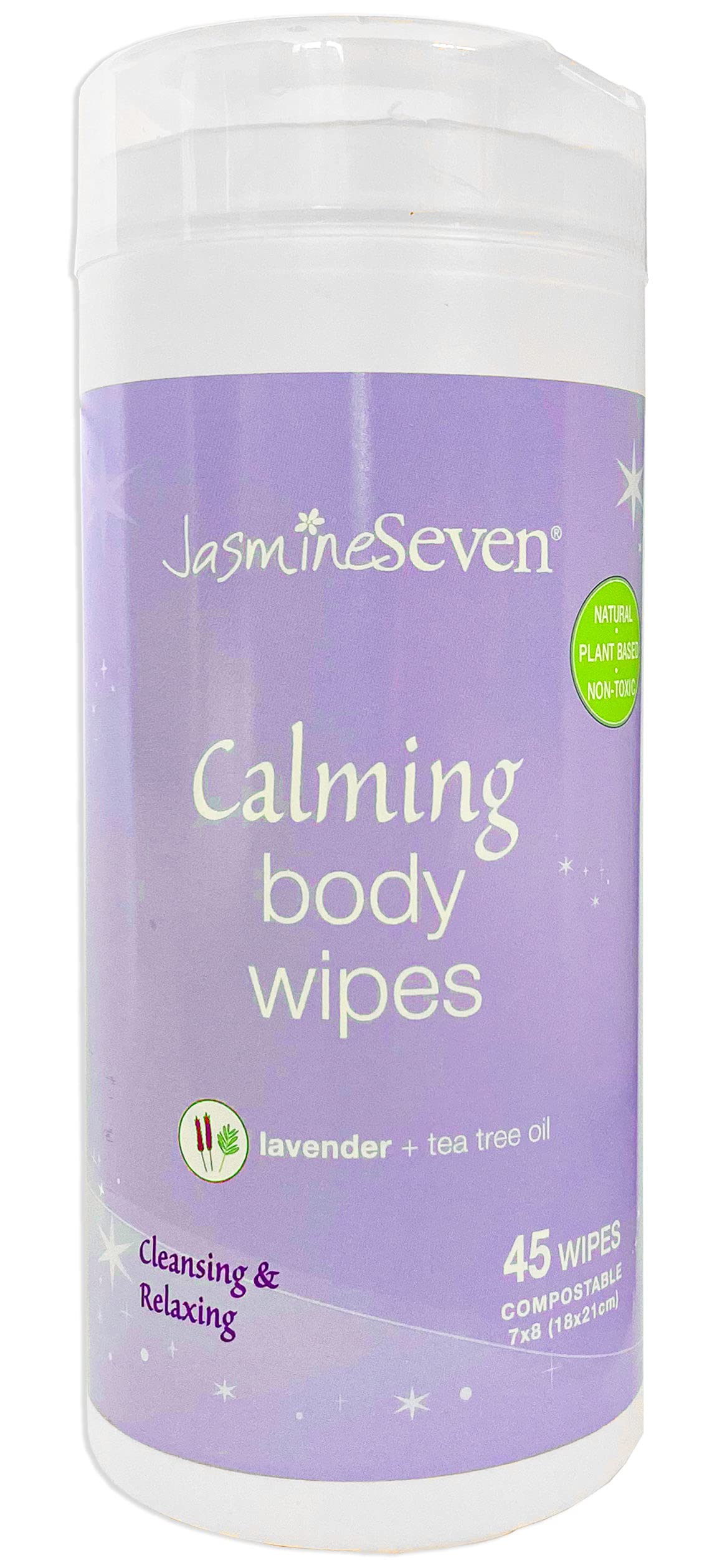 Calming Body Wipes – Natural Lavender and Tea Tree – by Jasmine Seven – cleansing self-care for Adults and Kids, yoga, fitness
