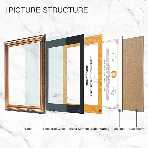 Miniatura 2 de XUANLUO Marcos de graduación de 11 x 14 pulgadas, marco de documentos de certificado con vidrio templado, marcos de fotos de diploma de color de