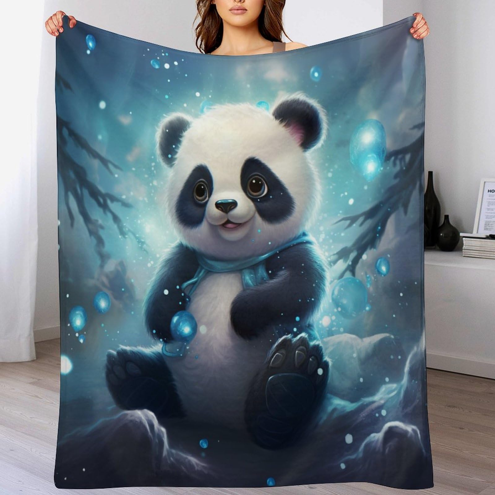 Couverture en flanelle panda plaid chaud doux lit canapé 140x180