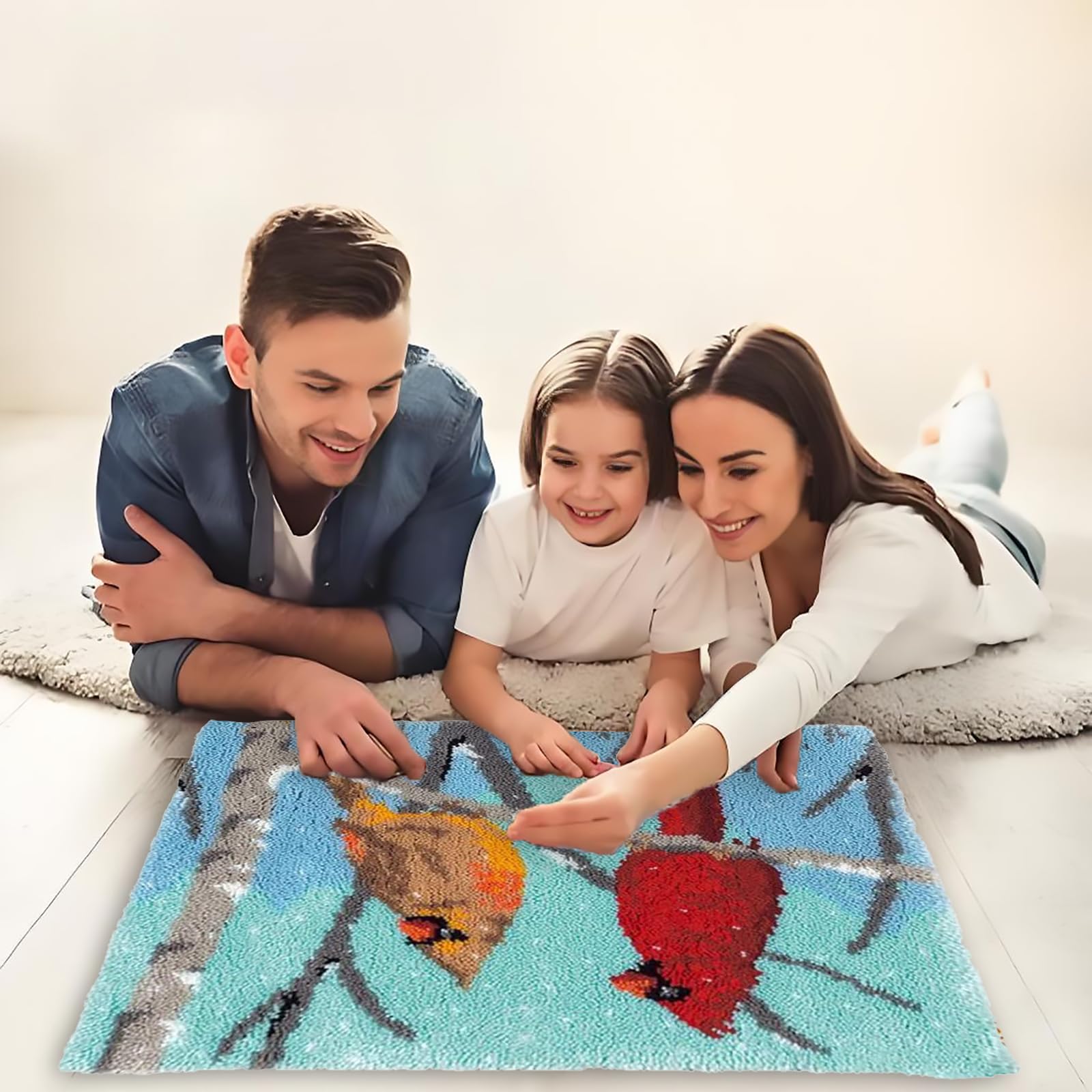 ZFFLYH Latch Hook Kits for Adults Kids Rug Tapestry Mat Kits Unique Shape Pre-Printed Pattern Crochet Yarns Embroidery Home Decoration 20X15in,Pink Rose