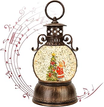 Snow Globes Lantern, Home Lighted Christmas Snow Globe,Christmas Lantern,Water Lanterns Glittering with Christma Music Singing Lanterns