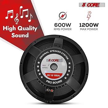 Amazon | 5コア 18インチ サブウーファースピーカー 600W RMS