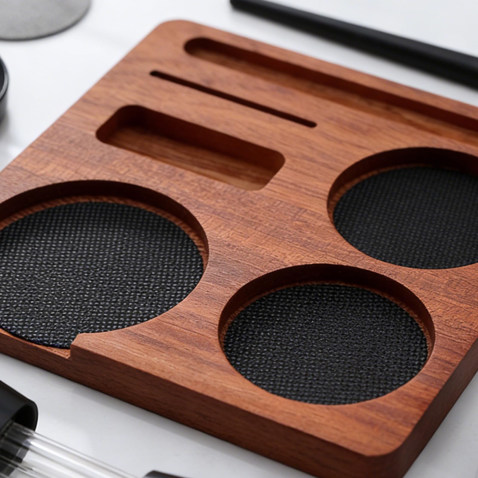 Kit de accesorios para espresso 7 piezas, juego de manipulación de café de 51 mm/58 mm con herramienta WDTde manipulación de café, embudo dosificador, cepillo de pantalla, estación de apisonamiento