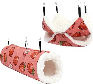 Alfie Pet - Laney 2-Piece Set Hammock and Tunnel for Mouse, Chinchilla, Rat, Gerbil and Dwarf Hamster - Color: Pink