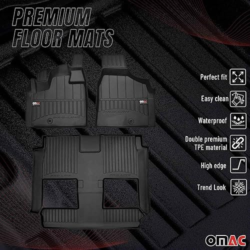 Miniatura 2 de OMAC Alfombrillas prémium para Dodge Grand Caravan 2008 a 2020, juego de revestimientos moldeados 3D delanteros y traseros, protector para todo tipo
