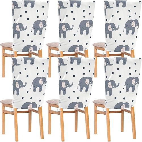 Juego de 6 fundas decorativas minimalistas para sillas de comedor con diseño de elefante, antipolvo, para sillas de comedor
